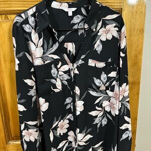 Candie's Floral Blouse in Black and Pink
